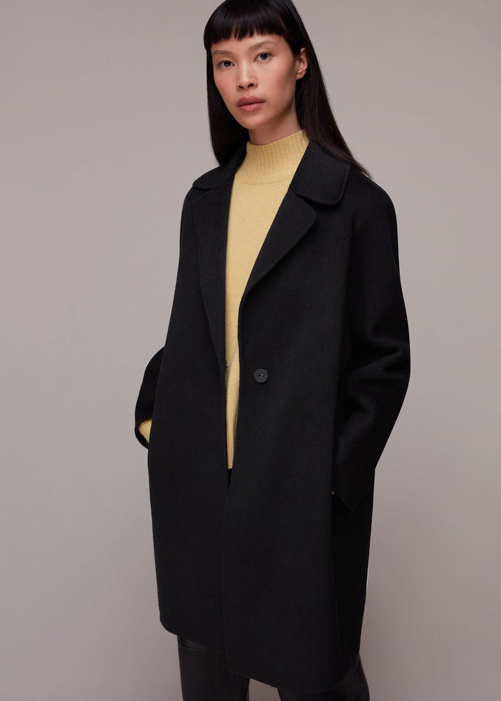 Whistles Julia Double Faced Coat Black | US-25470CDOH