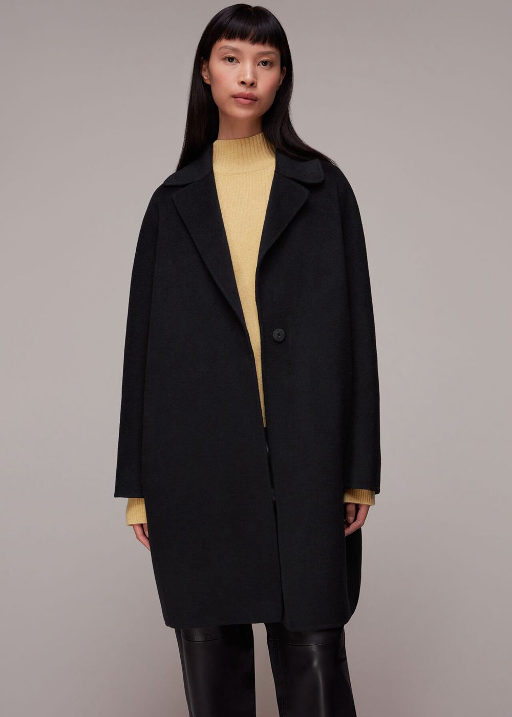 Whistles Julia Double Faced Coat Black | US-25470CDOH