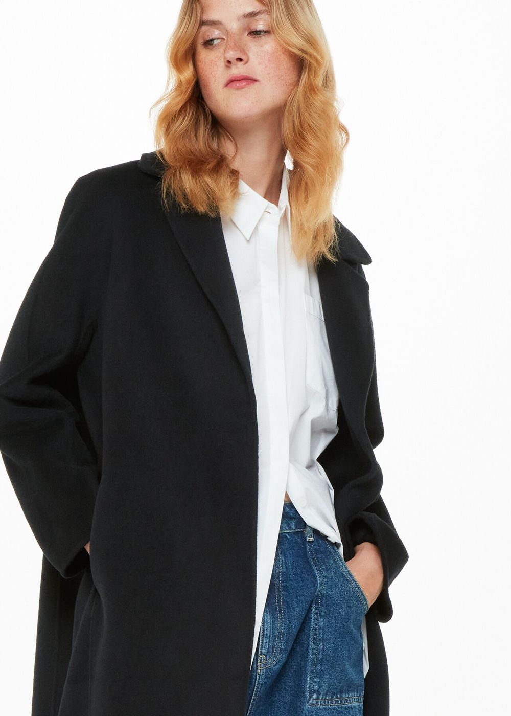 Whistles Julia Wool Double Faced Coat Black | US-17683PIJN