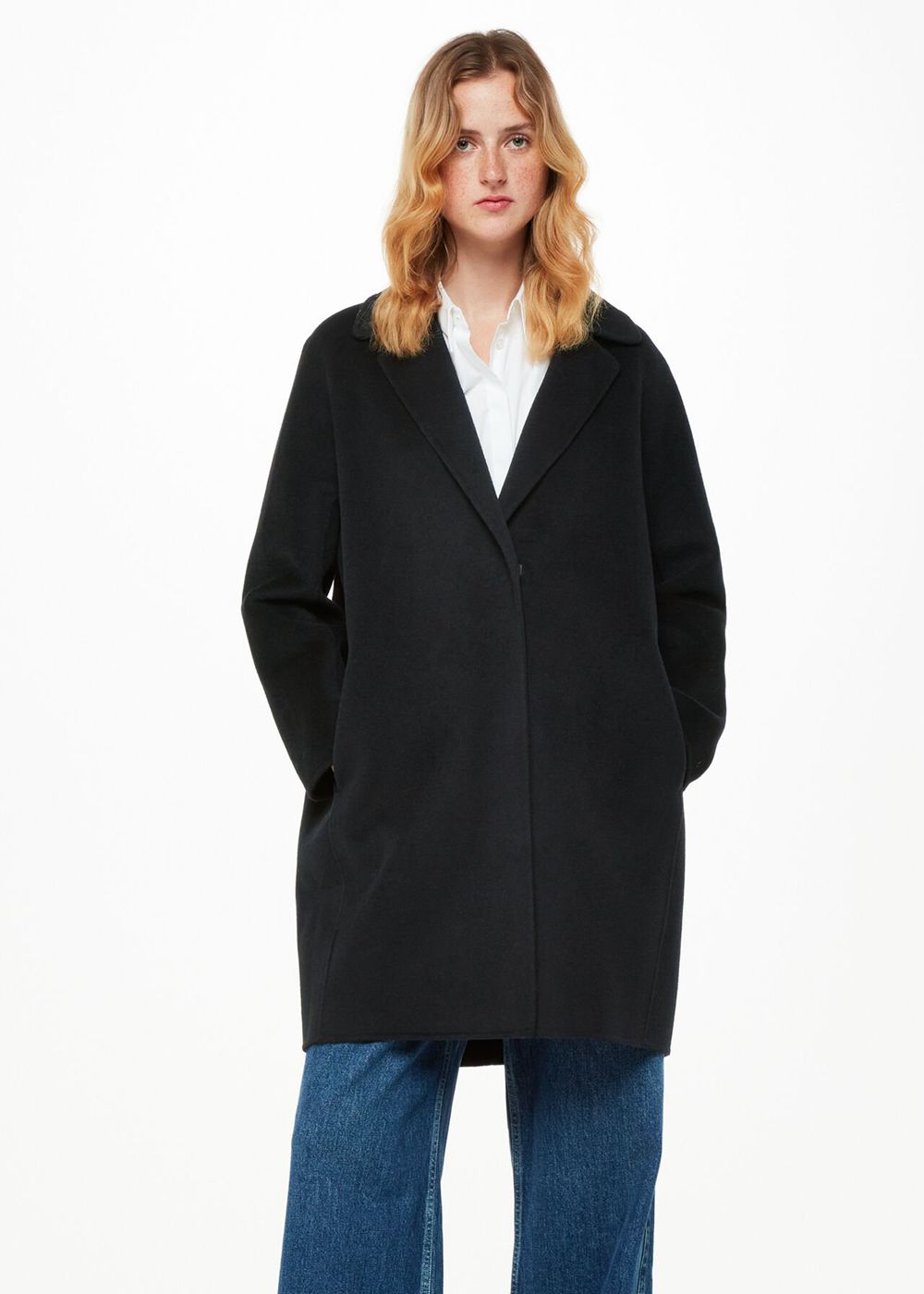 Whistles Julia Wool Double Faced Coat Black | US-17683PIJN