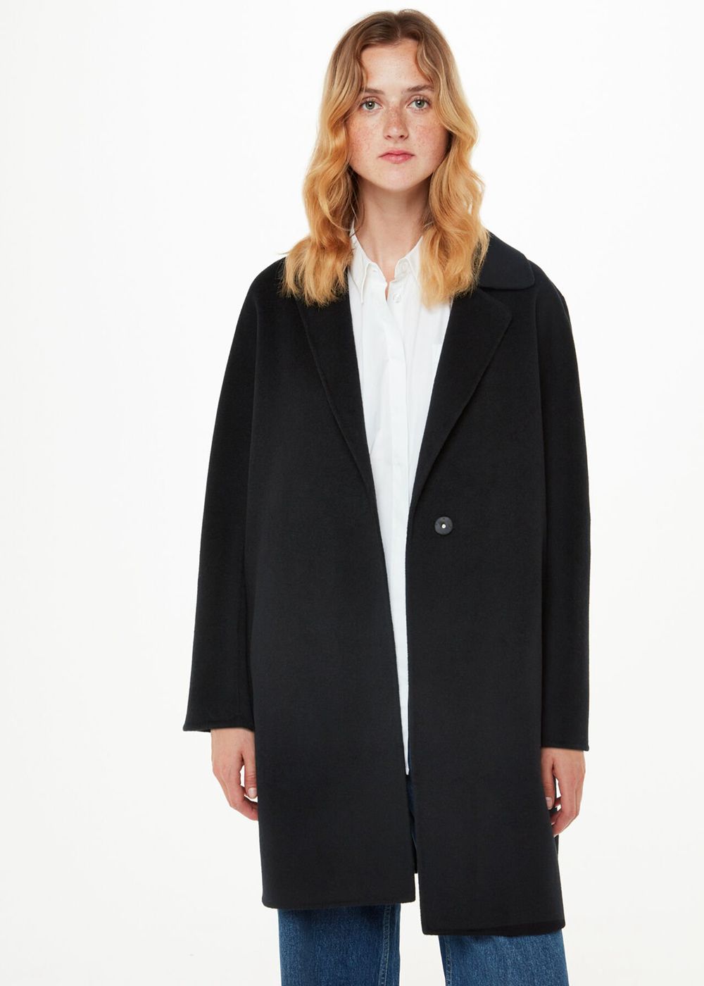 Whistles Julia Wool Double Faced Coat Black | US-17683PIJN