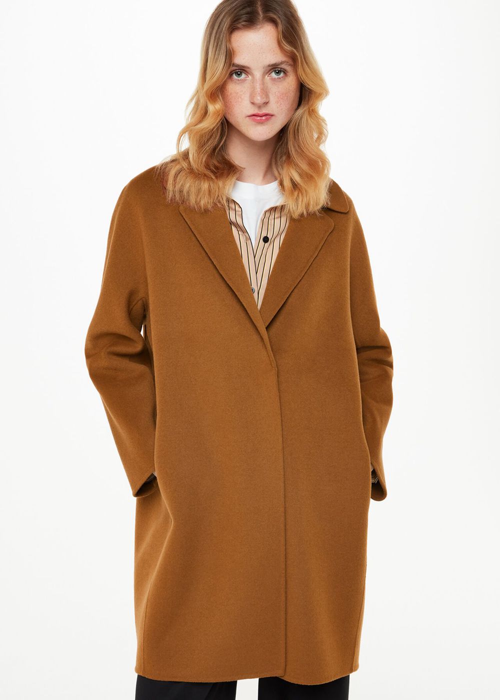 Whistles Julia Wool Double Faced Coat Brown | US-49870RUTY