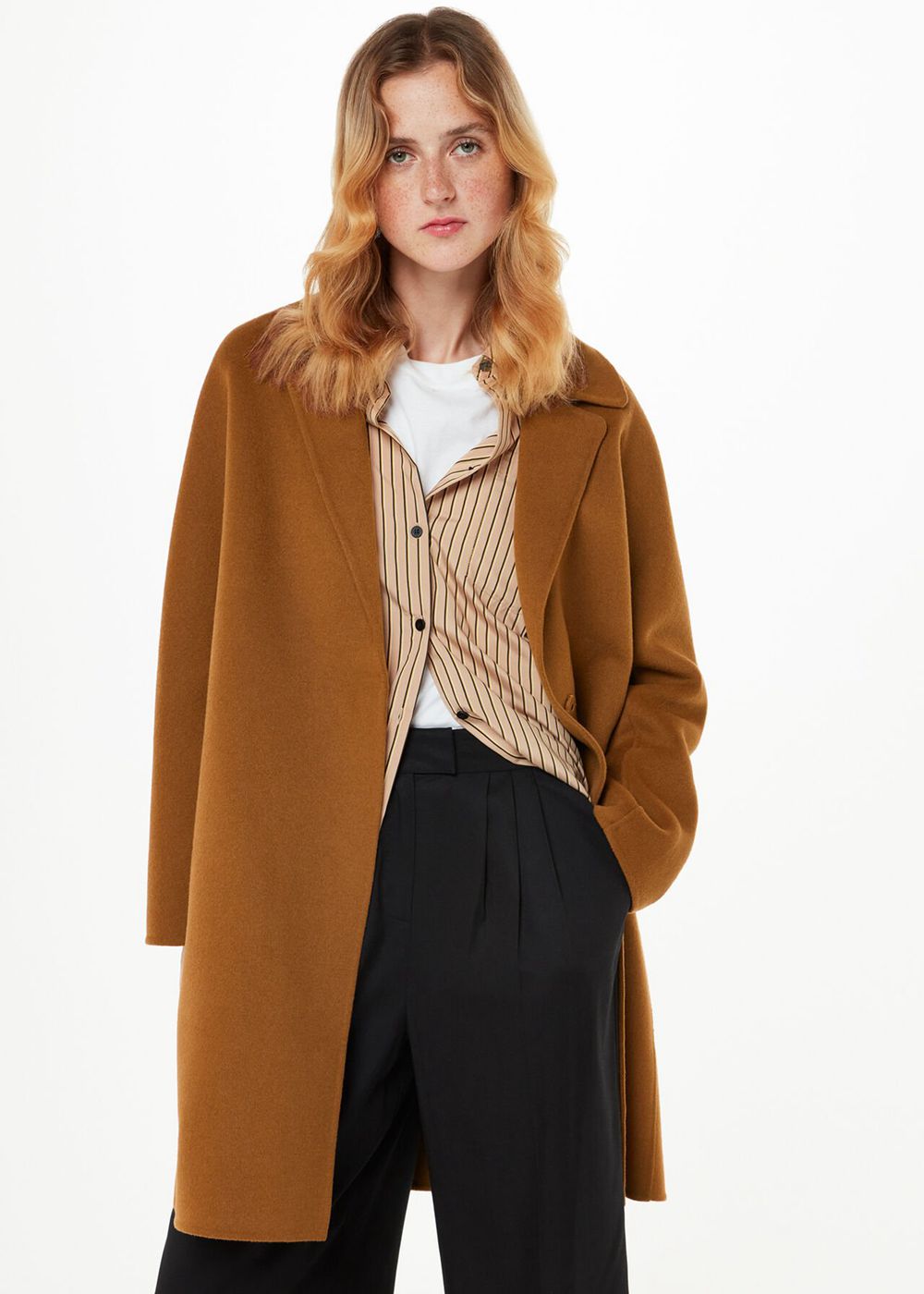 Whistles Julia Wool Double Faced Coat Brown | US-49870RUTY