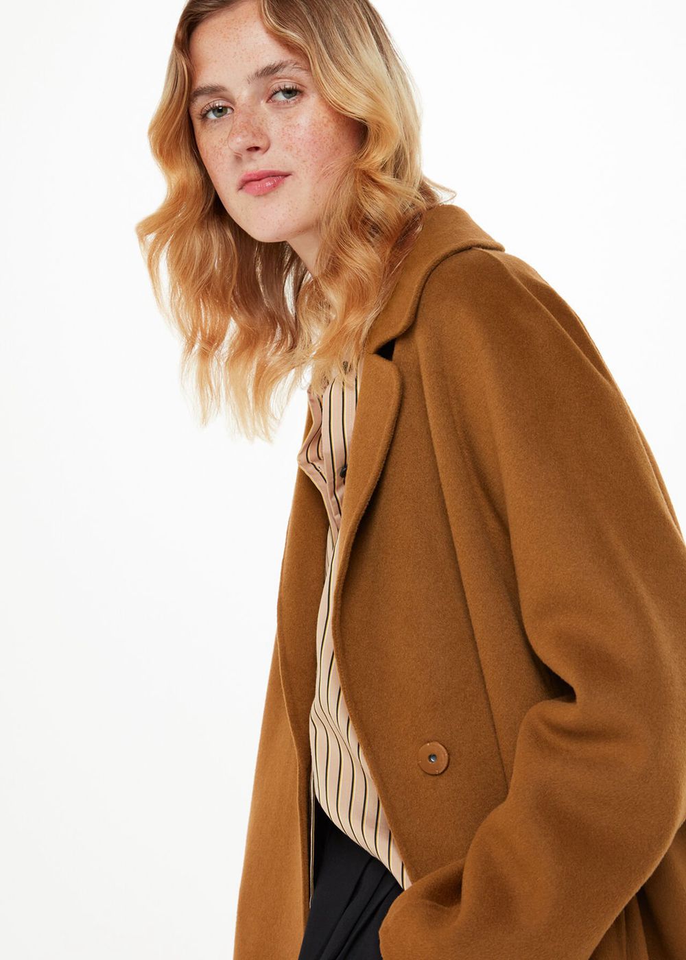 Whistles Julia Wool Double Faced Coat Brown | US-49870RUTY