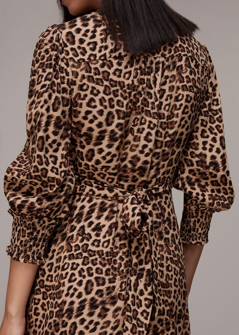 Whistles Jungle Cheetah Shirred Dress Leopard | US-46125AYQB