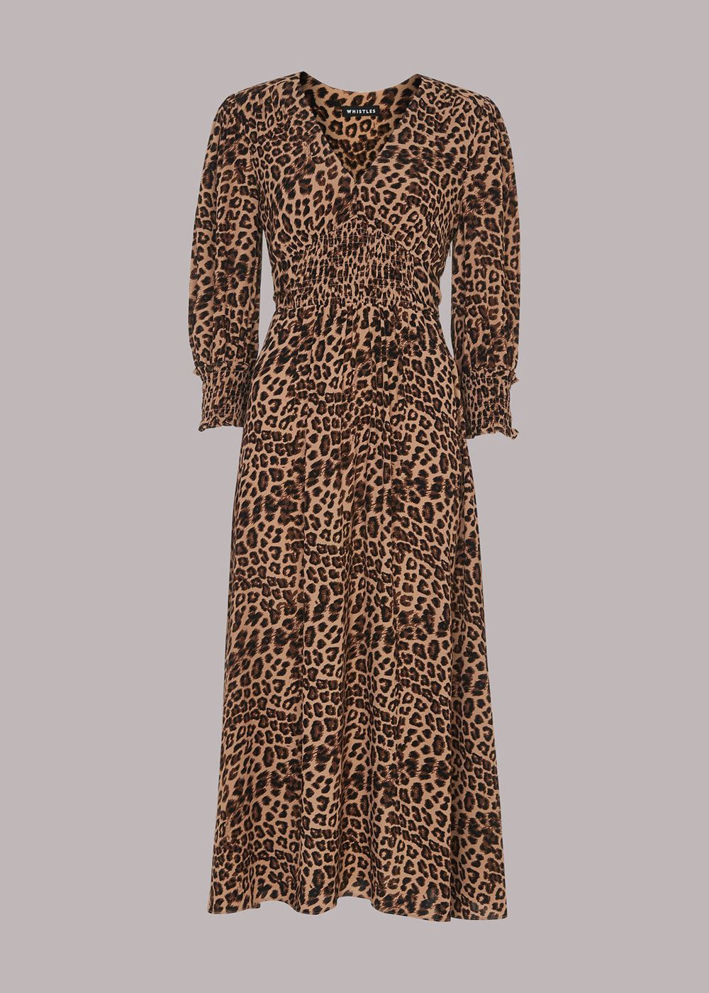 Whistles Jungle Cheetah Shirred Dress Leopard | US-46125AYQB