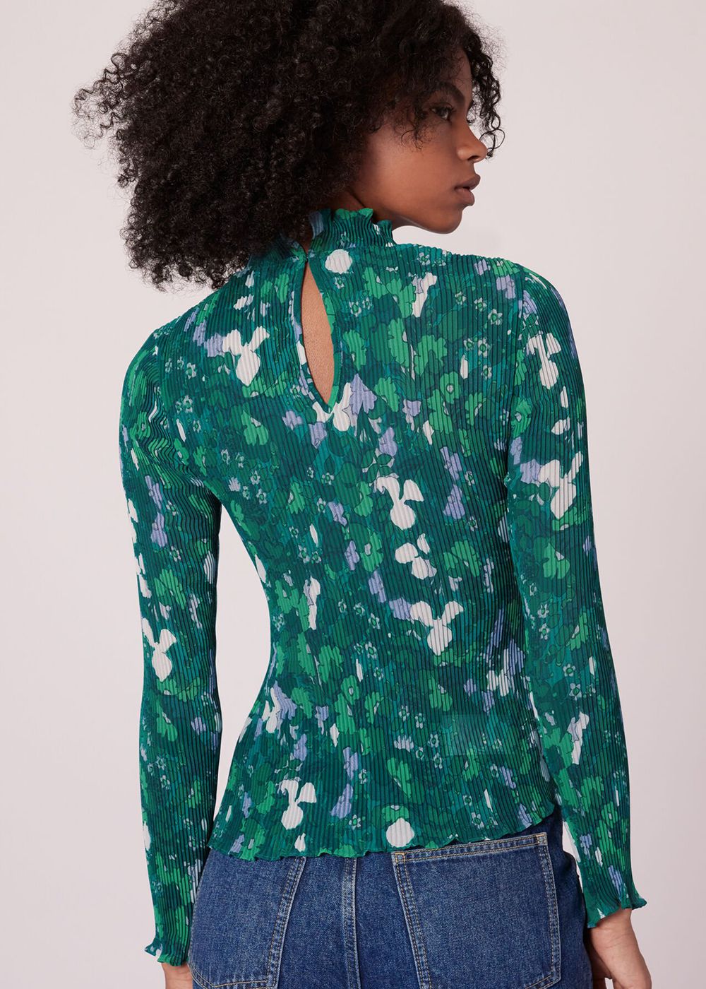 Whistles Kaleidoscope Plisse Top Green / Multicolor | US-76431GLXC