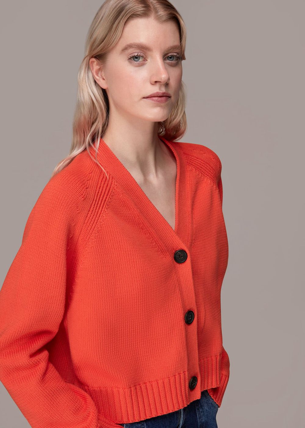 Whistles Karine Rib Detail Cardigan Red | US-21357PJUW