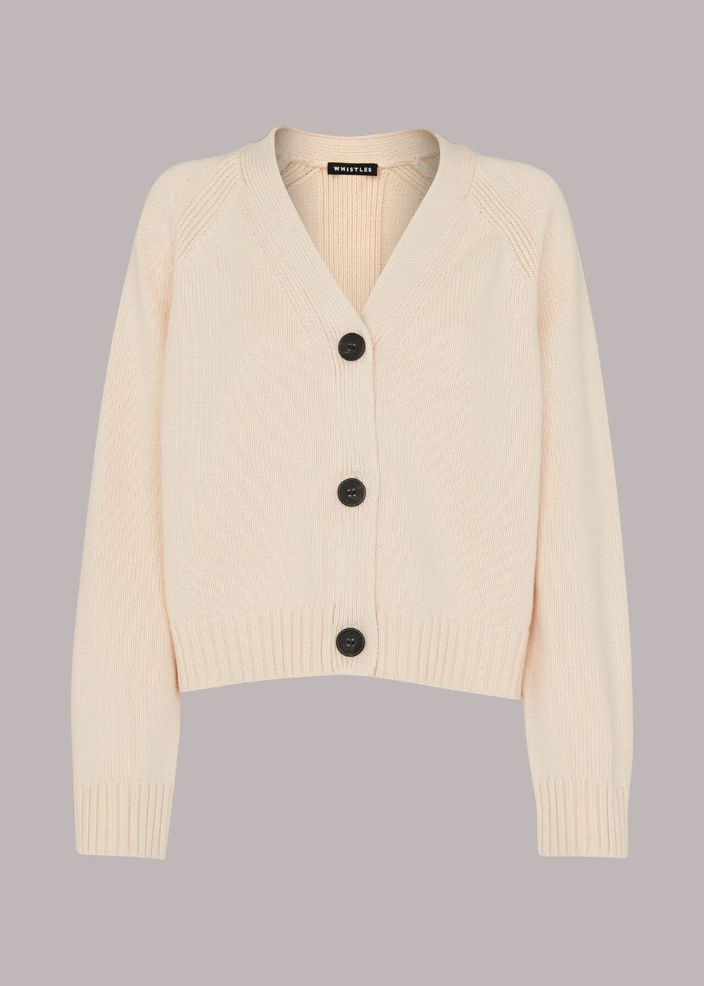 Whistles Karine Rib Detail Cardigan White | US-03196DRTV