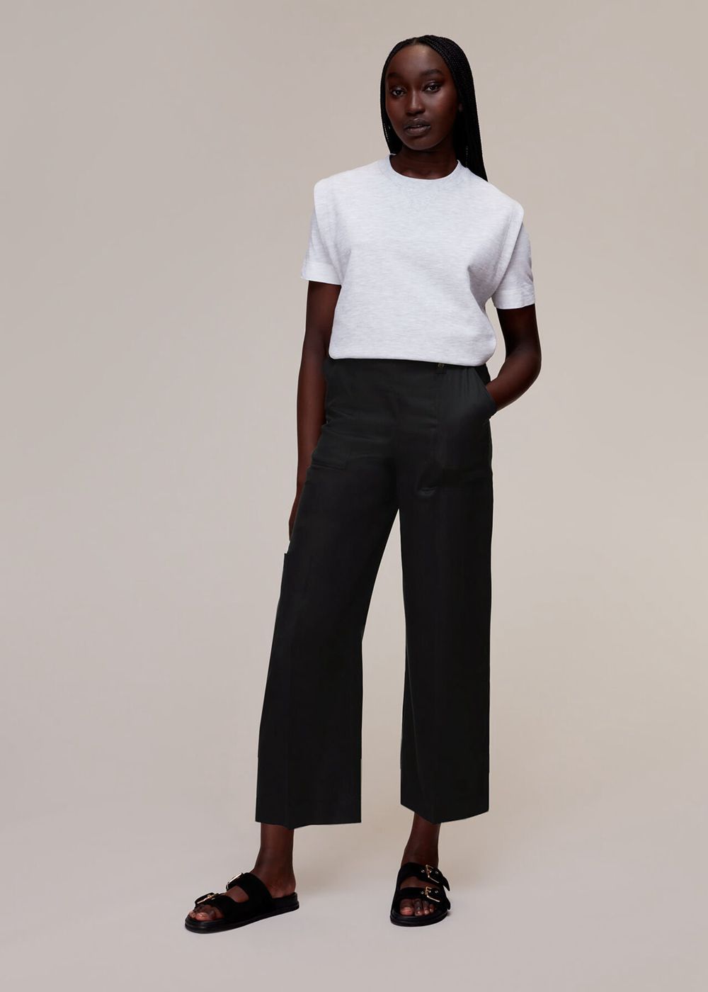 Whistles Kate Tencel Cargo Pants Black | US-46528UPHJ