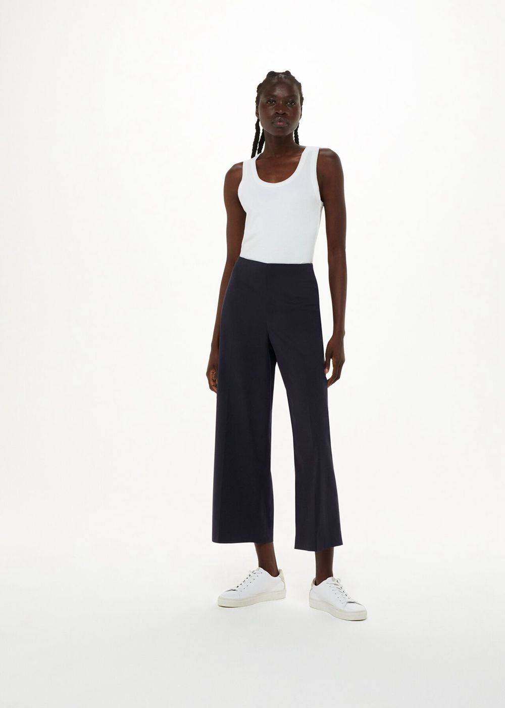 Whistles Katie Cropped Pants Navy | US-69504RYEM