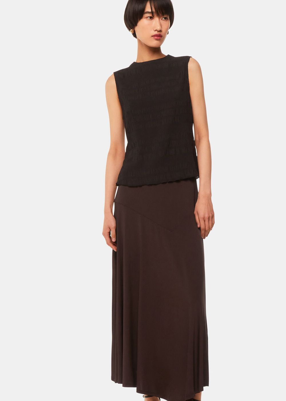 Whistles Katrina Asymmetric Skirts Chocolate | US-63294ZPBA