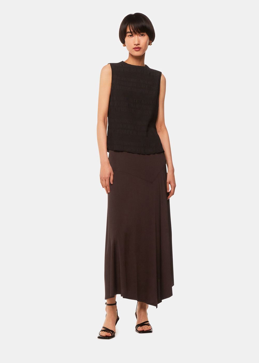 Whistles Katrina Asymmetric Skirts Chocolate | US-63294ZPBA