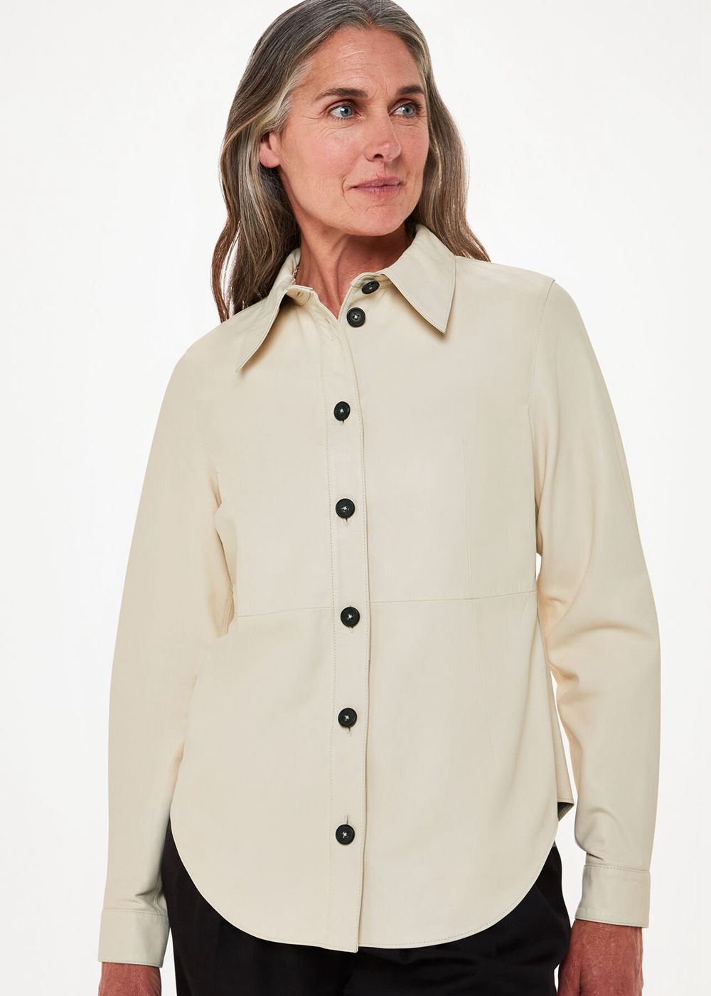 Whistles Kelly Slim Leather Shirts White / Multicolor | US-30812FODX