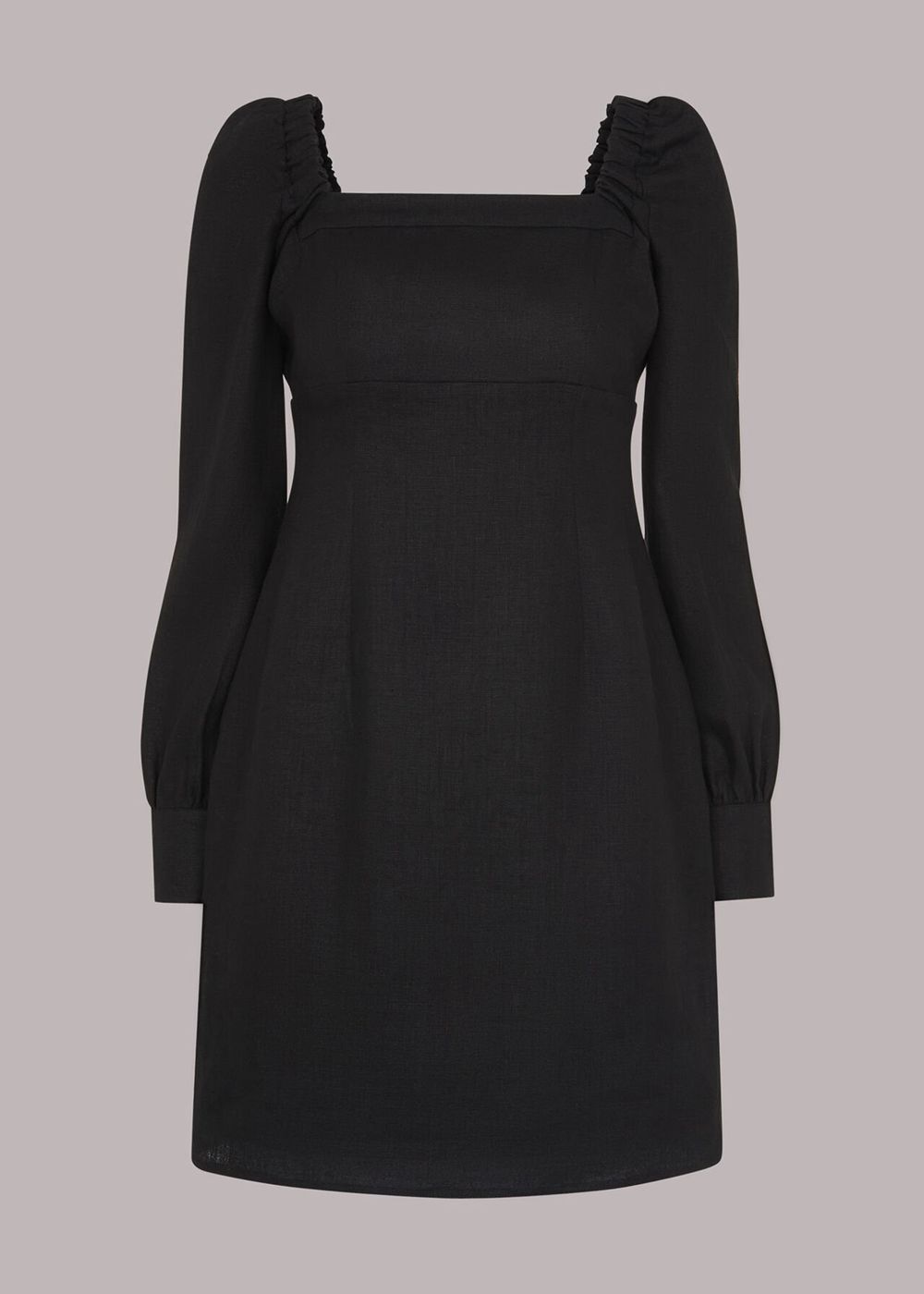 Whistles Kendall Linen Mini Dress Black | US-05346APWF