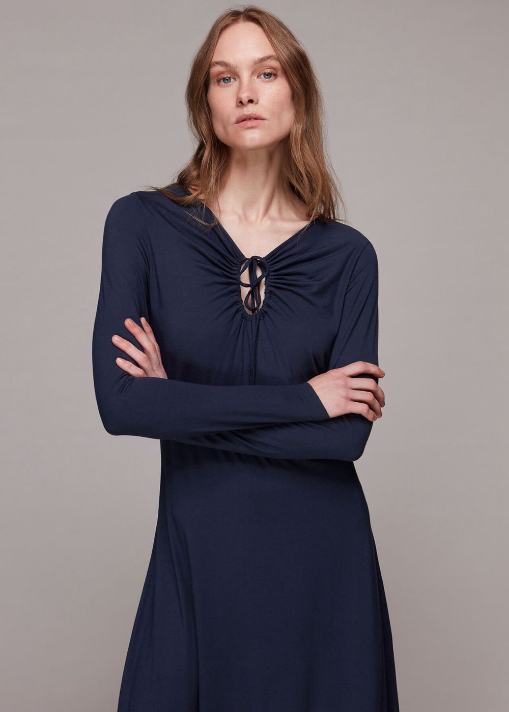 Whistles Keyhole Cutout Jersey Dress Navy | US-82940NUVS