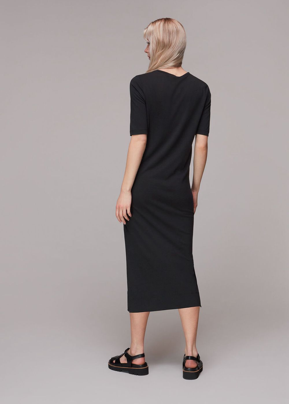 Whistles Keyhole Jersey Midi Dress Black | US-09462HPWQ