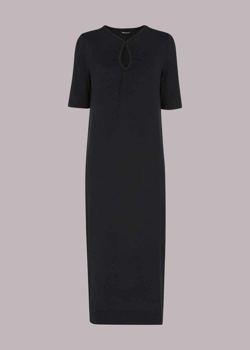 Whistles Keyhole Jersey Midi Dress Black | US-09462HPWQ