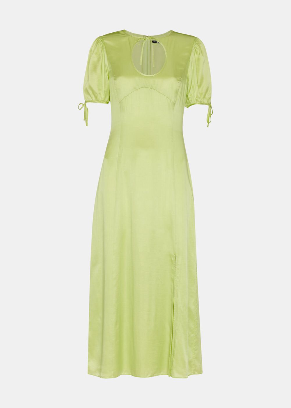 Whistles Keyhole Satin Midi Dress Lemon | US-31625EGYJ