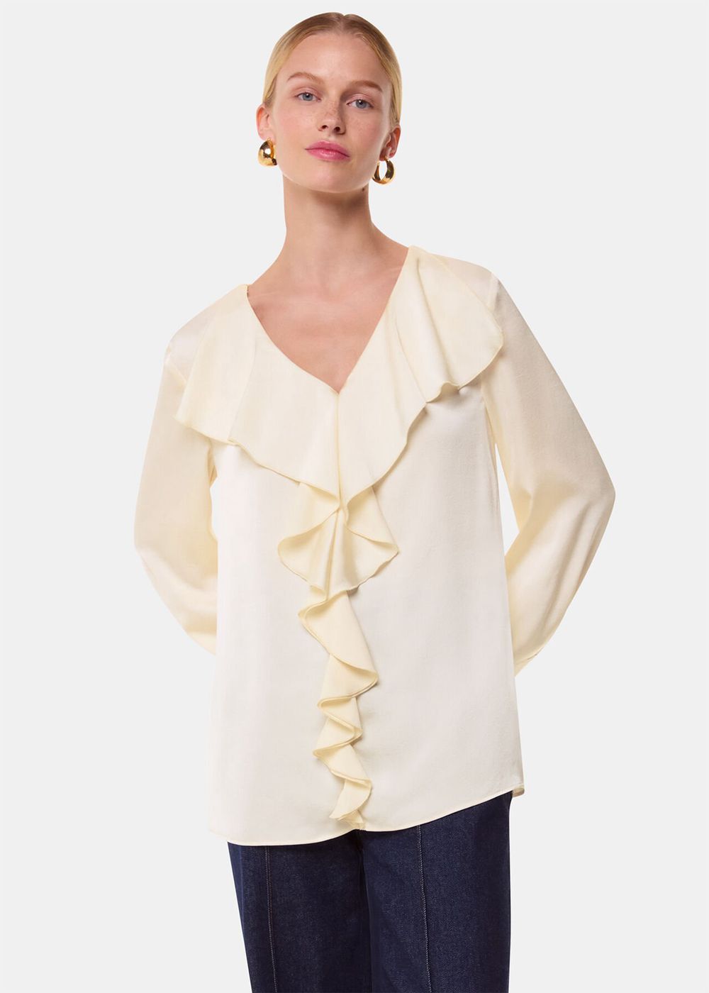 Whistles Kika Frill Top White | US-70582ZVKS