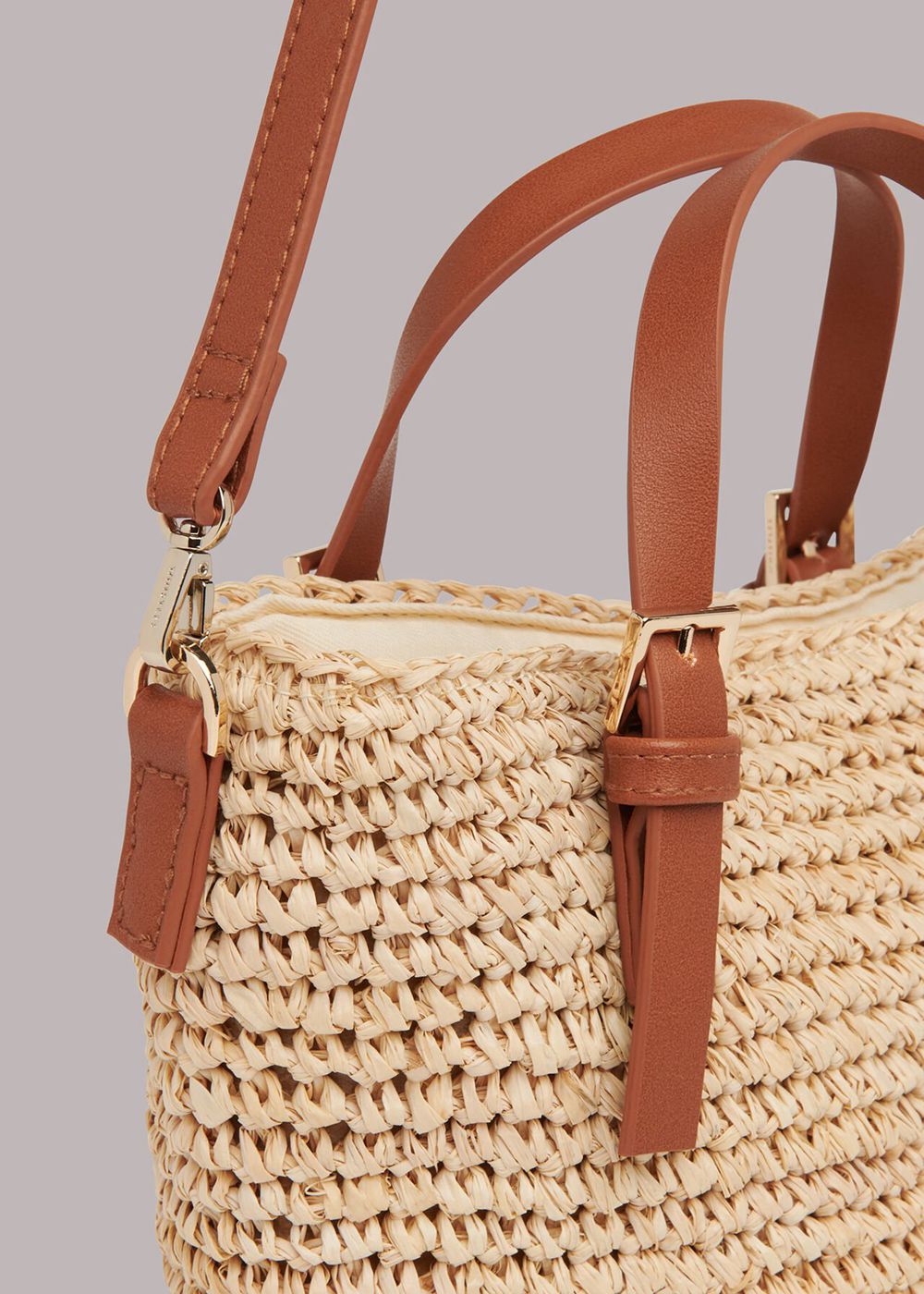 Whistles Kiki Mini Handle Straw Tote Bags Neutral | US-53809YPVN