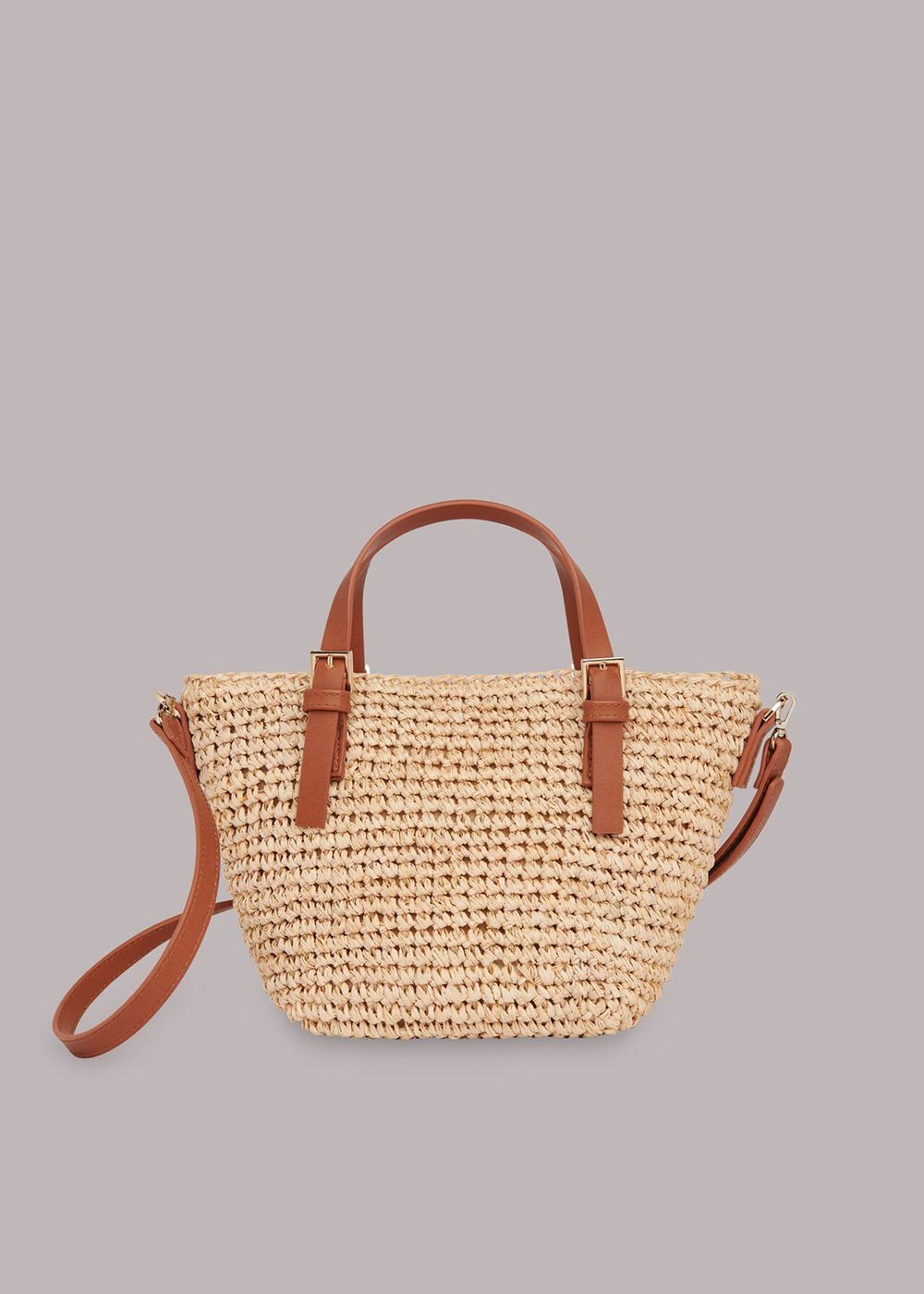 Whistles Kiki Mini Handle Straw Tote Bags Neutral | US-53809YPVN