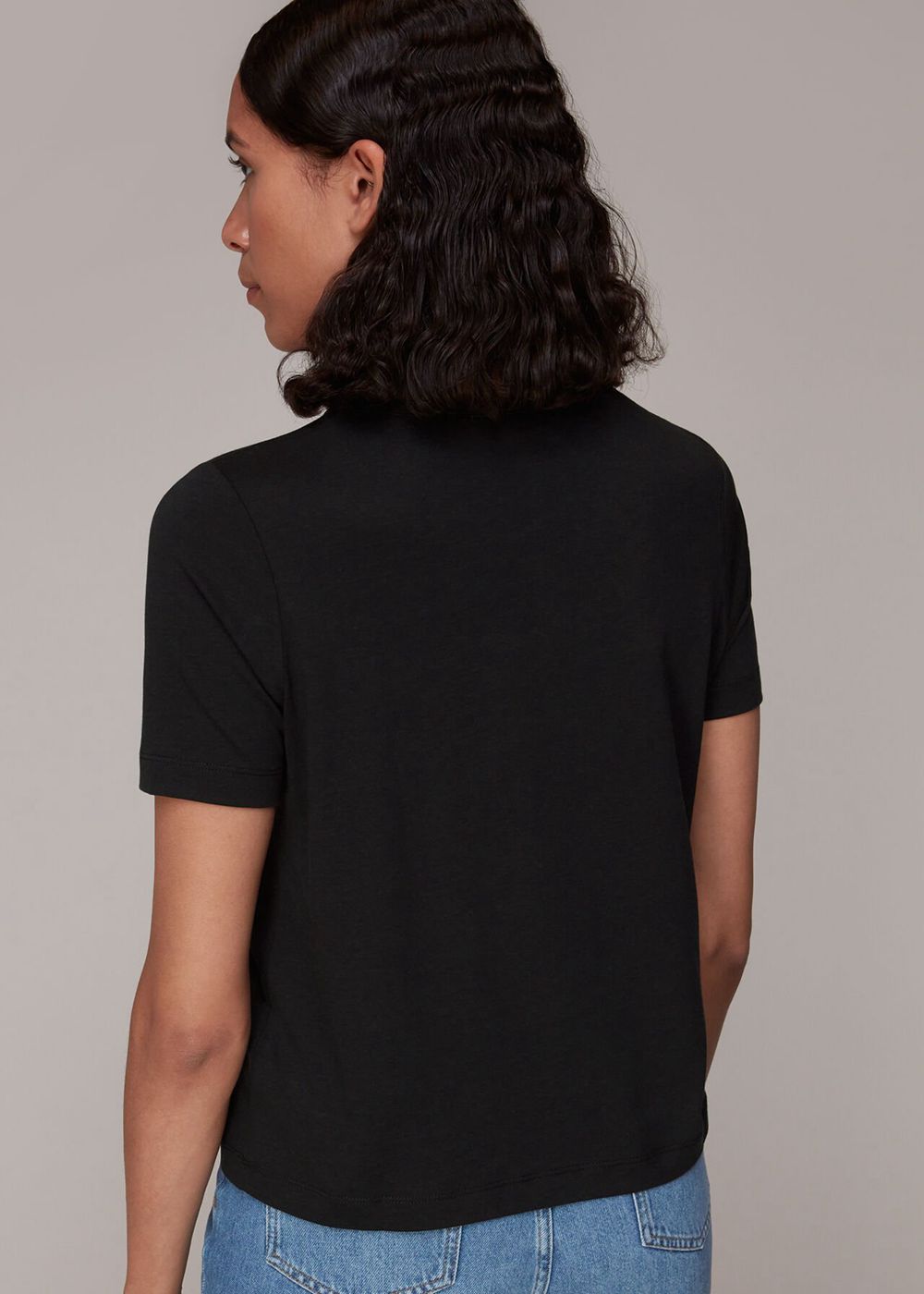 Whistles Kirby Keyhole T-Shirt Black | US-13298XDSK