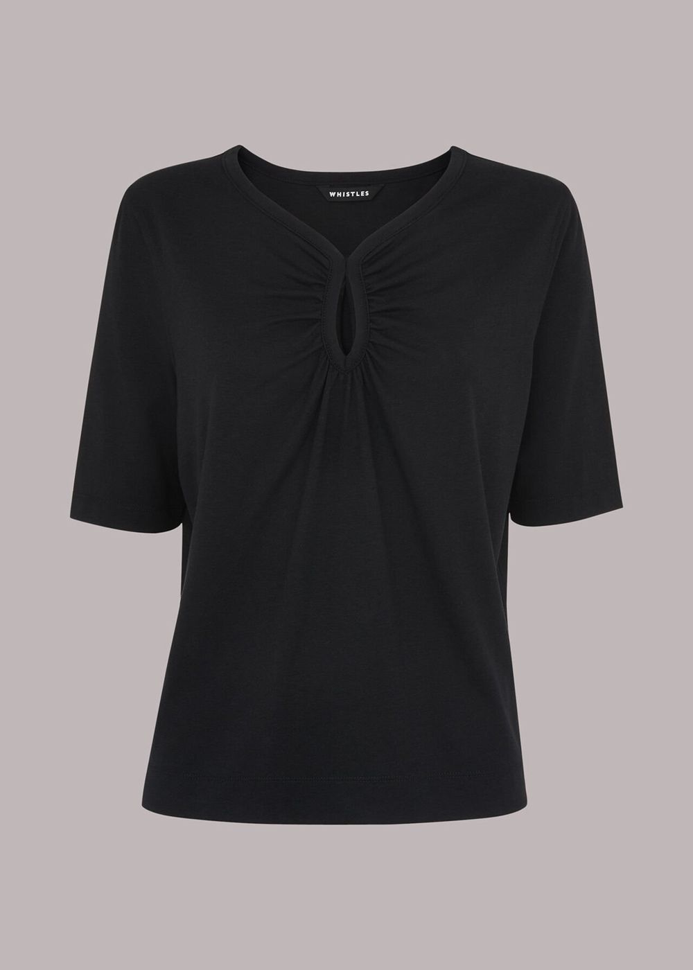 Whistles Kirby Keyhole T-Shirt Black | US-13298XDSK