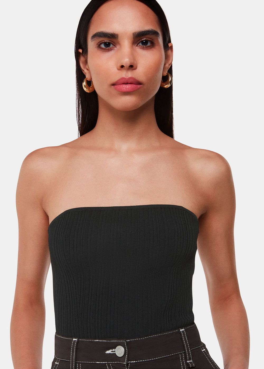 Whistles Knitted Bandeau Top Black | US-34268AHVJ