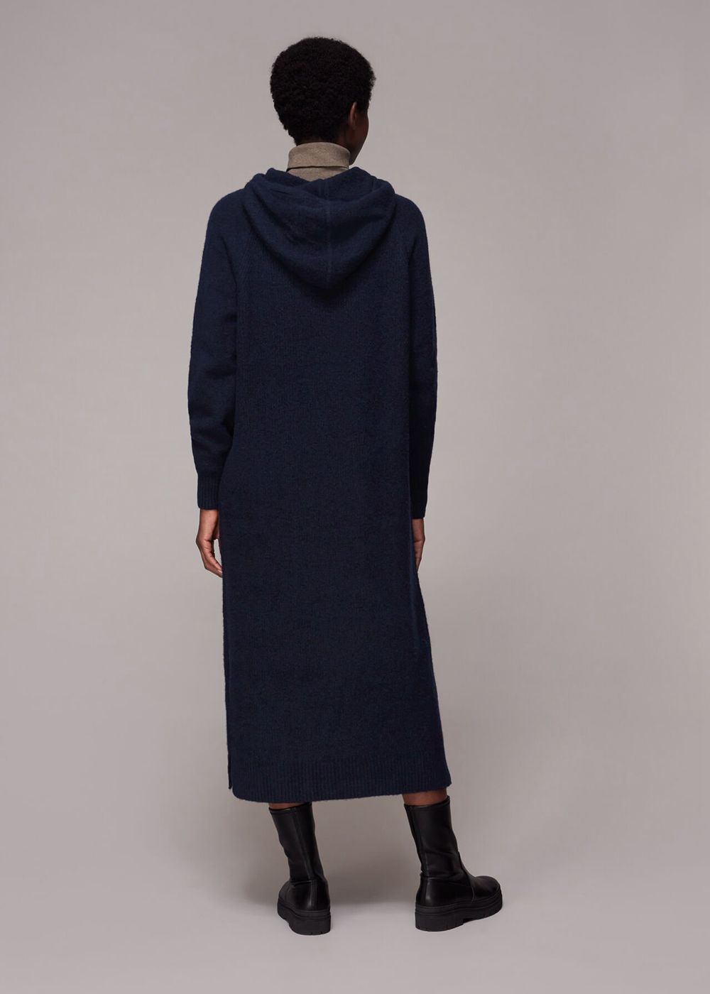 Whistles Knitted Hoodie Dress Navy | US-01425JWHV