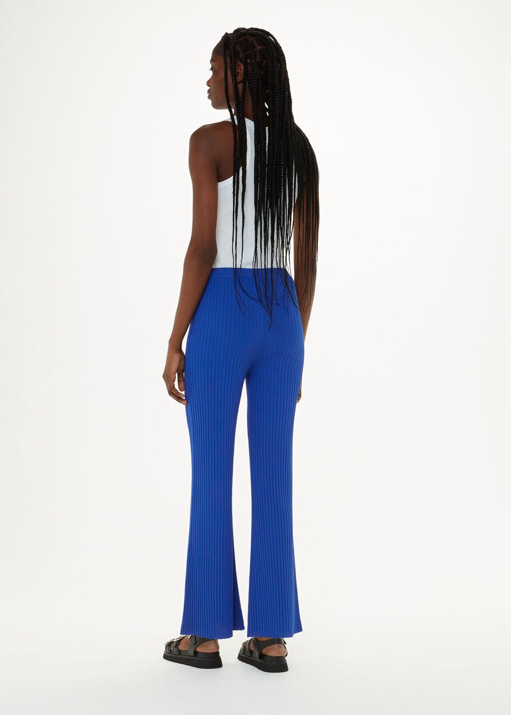 Whistles Knitted Kick Flare Pants Blue | US-36257LBUQ