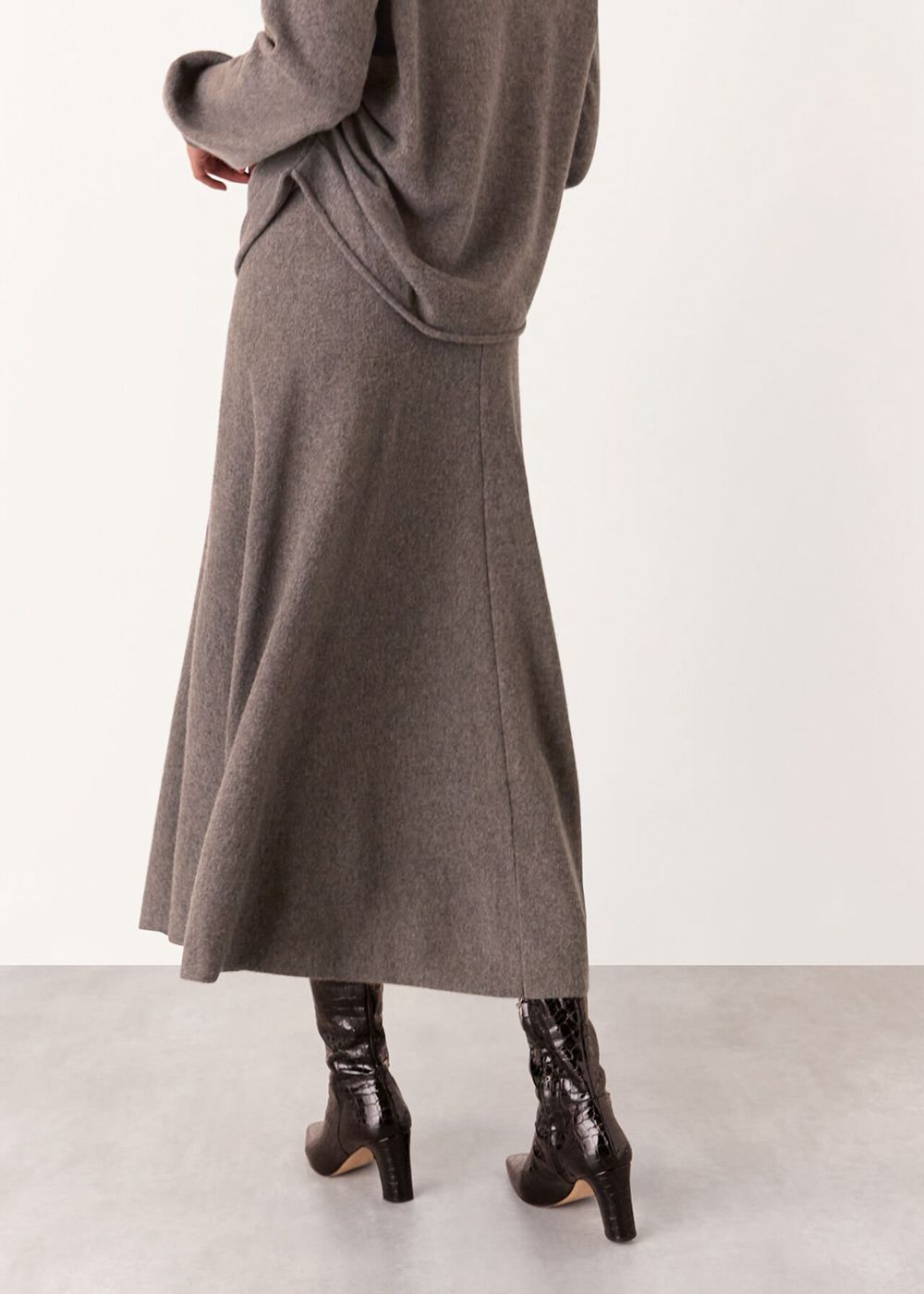 Whistles Knitted Midi Skirts Grey Brown | US-89472QRNS