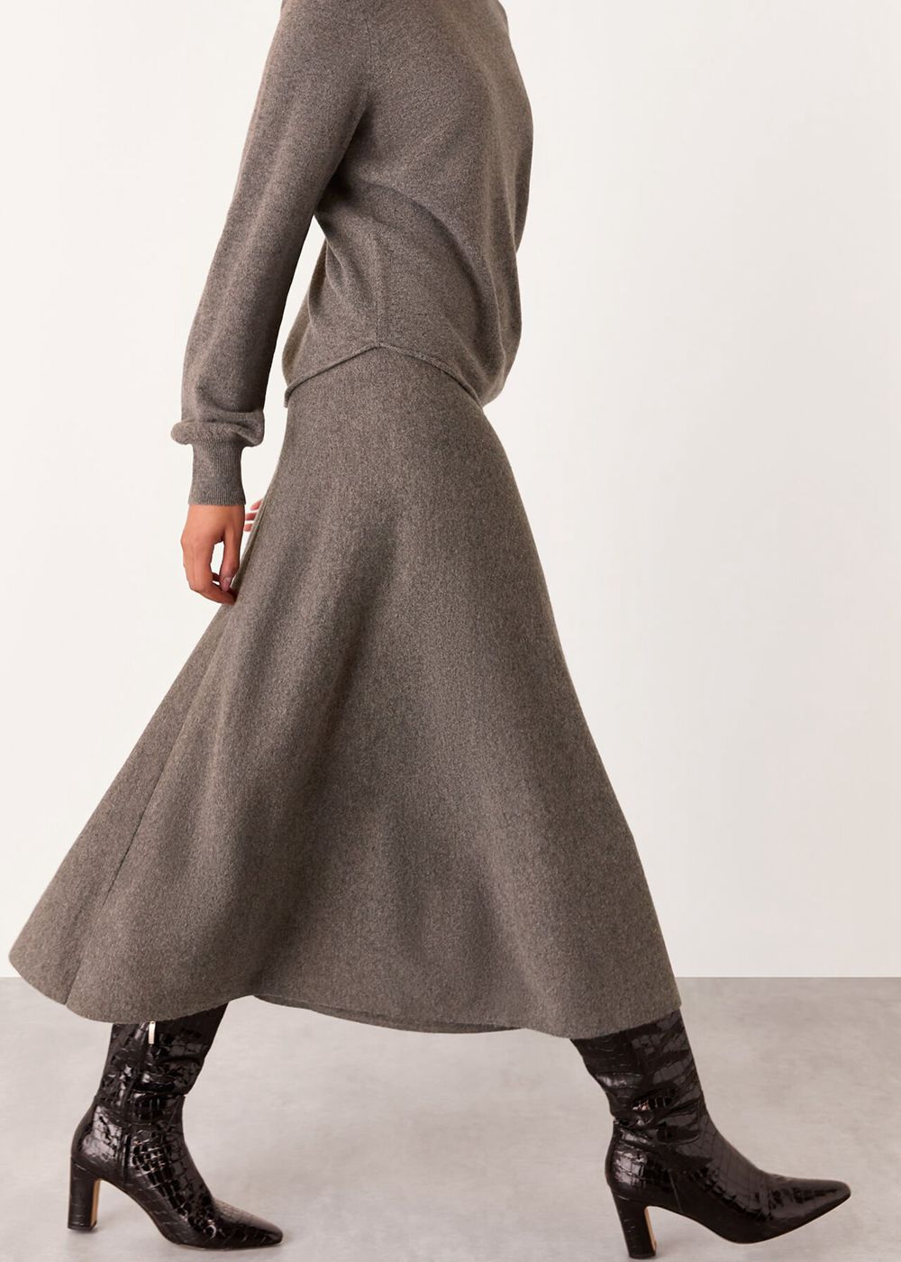 Whistles Knitted Midi Skirts Grey Brown | US-89472QRNS