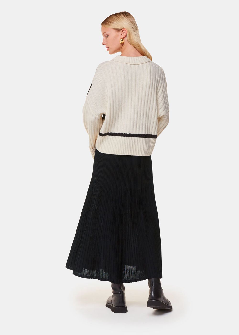 Whistles Knitted Pleated Skirts Black | US-34789HILG