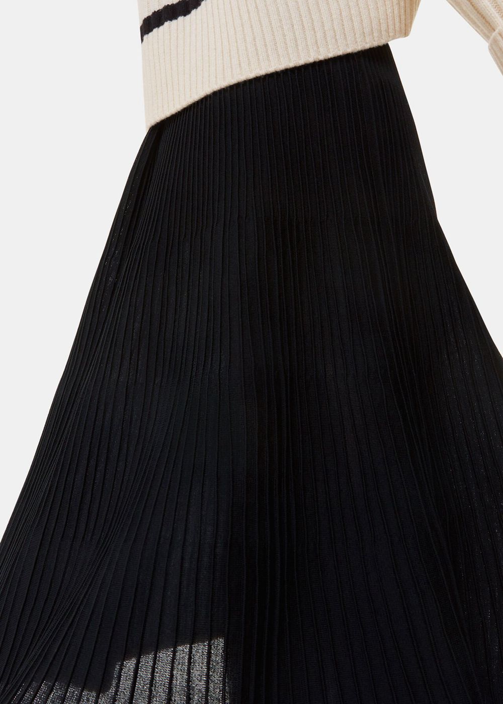 Whistles Knitted Pleated Skirts Black | US-34789HILG