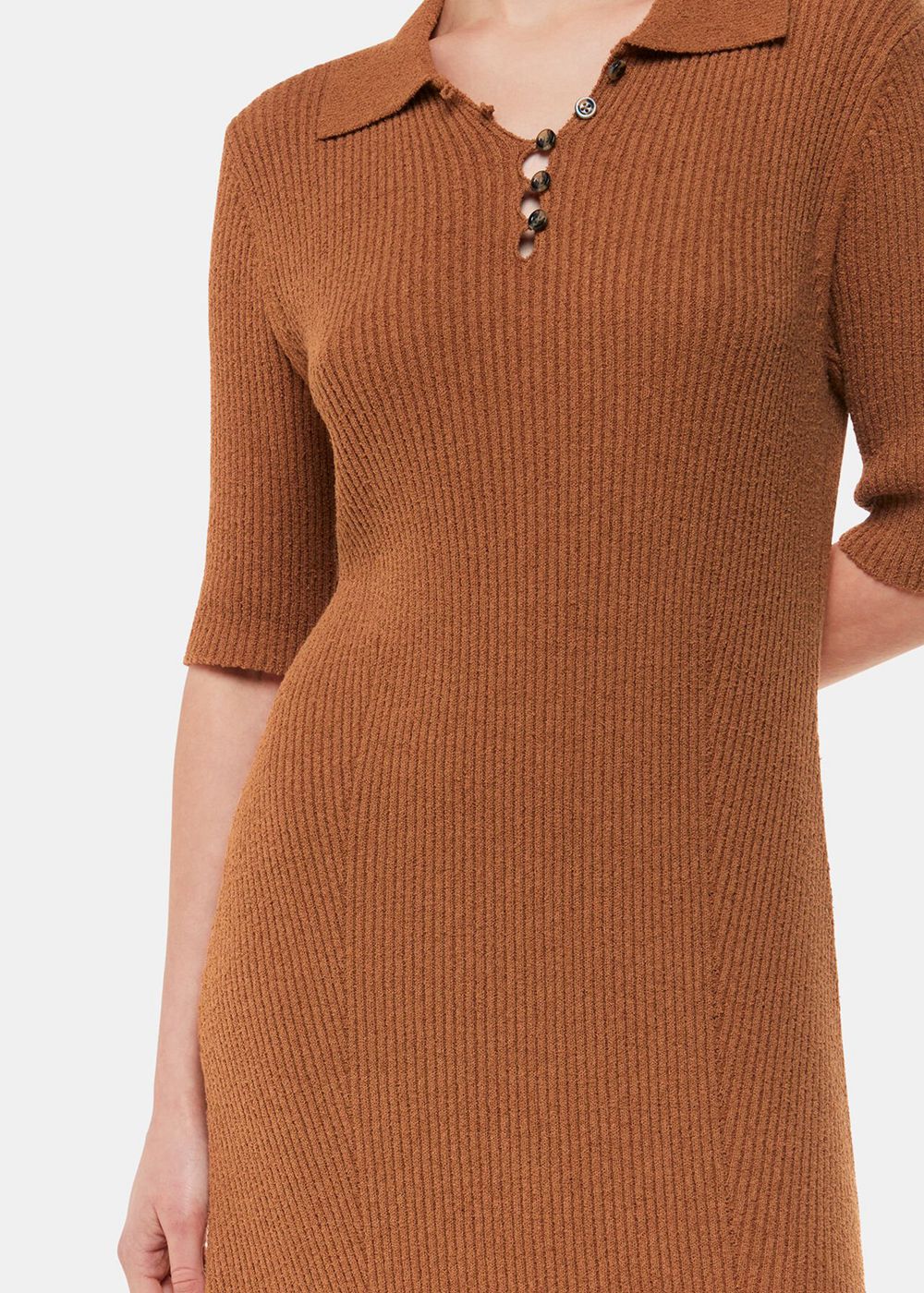 Whistles Knitted Ribbed Midi Dress Brown | US-85307HQRX