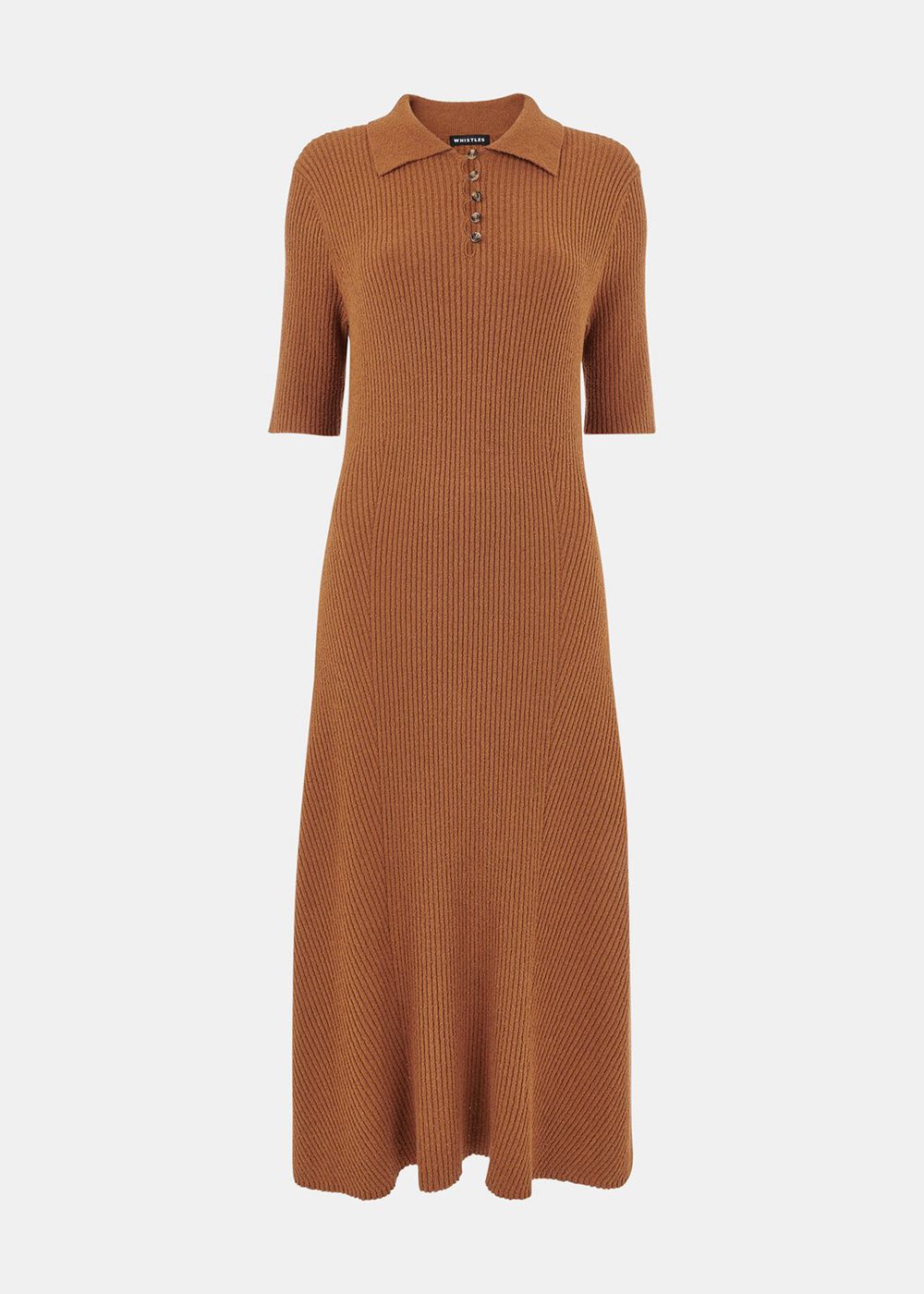 Whistles Knitted Ribbed Midi Dress Brown | US-85307HQRX