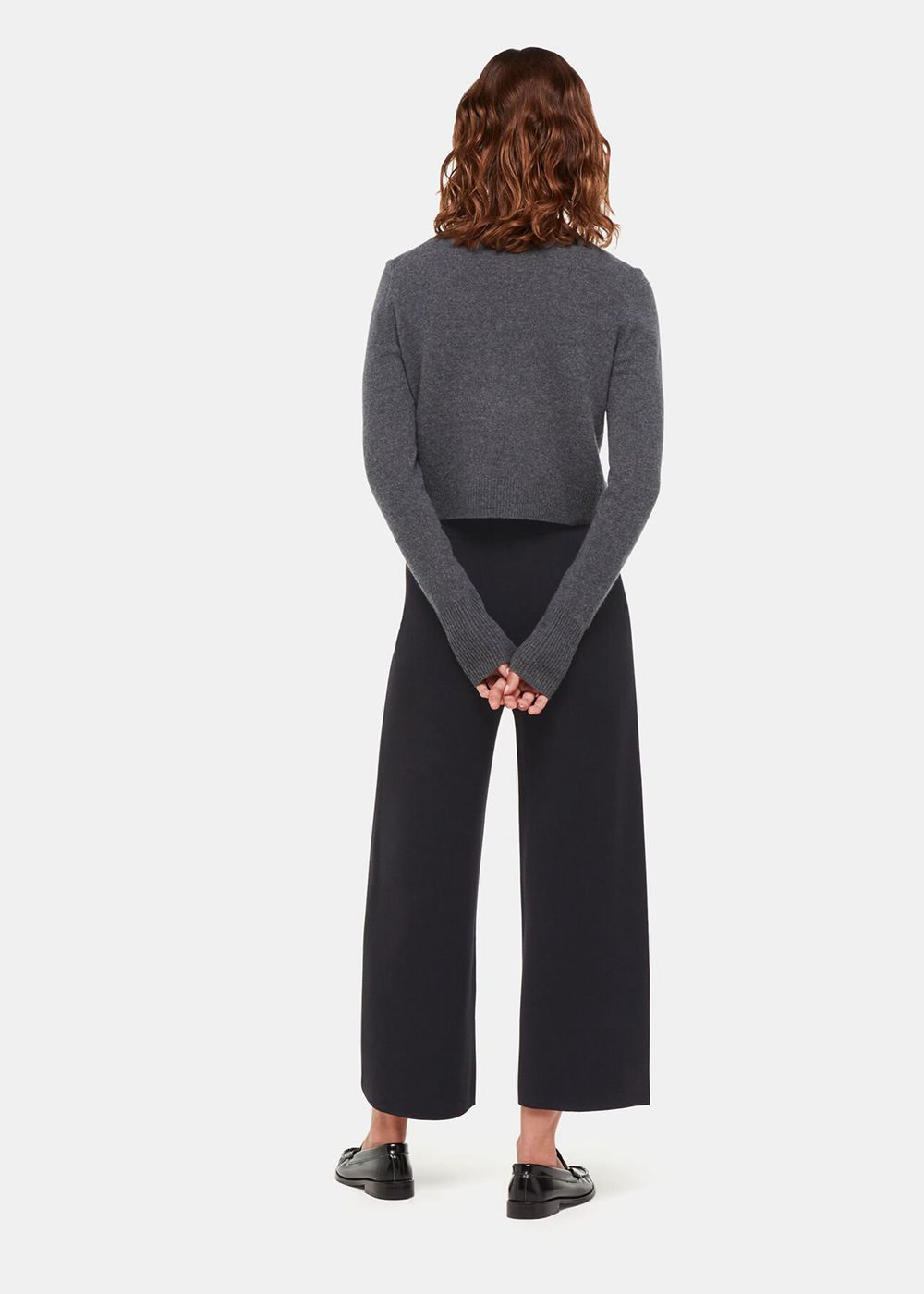 Whistles Knitted Wide Leg Pants Black | US-28359FVTR