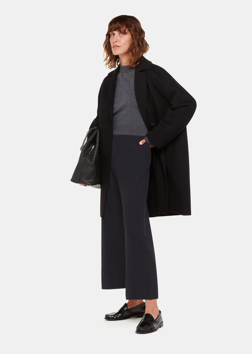 Whistles Knitted Wide Leg Pants Black | US-28359FVTR