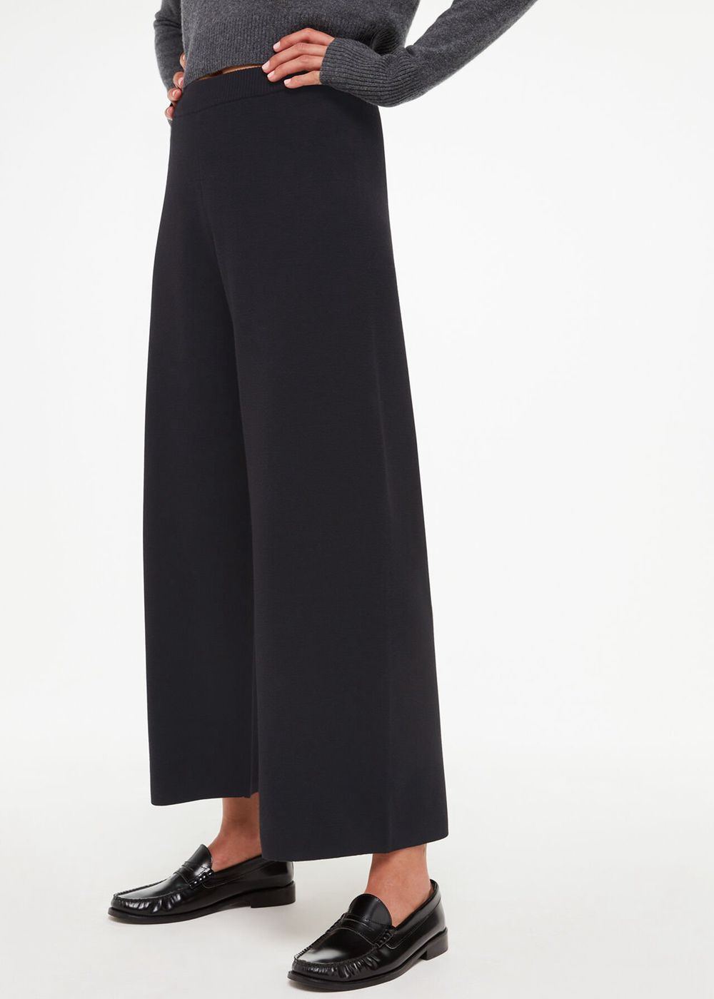 Whistles Knitted Wide Leg Pants Black | US-28359FVTR