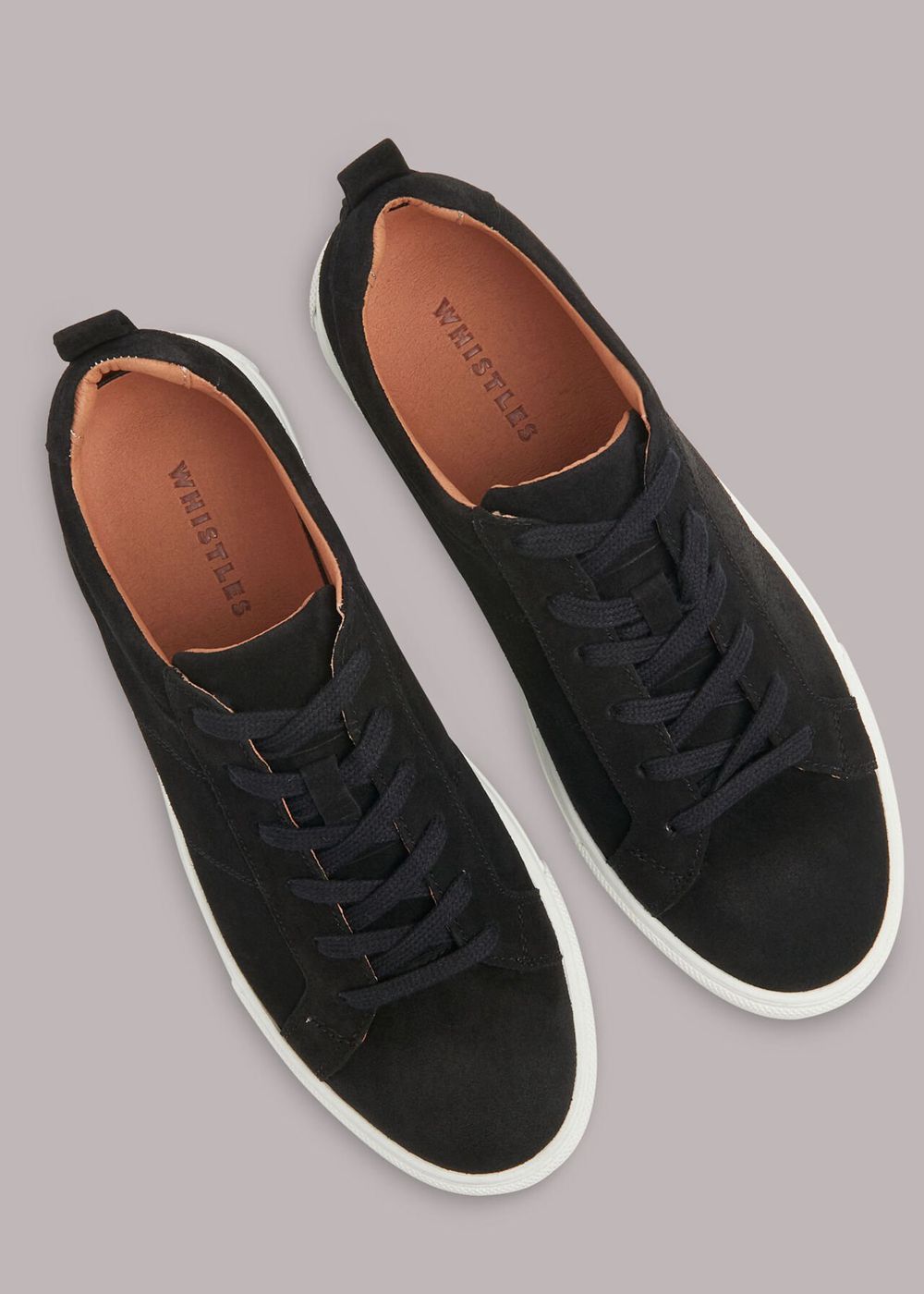 Whistles Koki Suede Lace Up Sneakers Black | US-51628BDAF