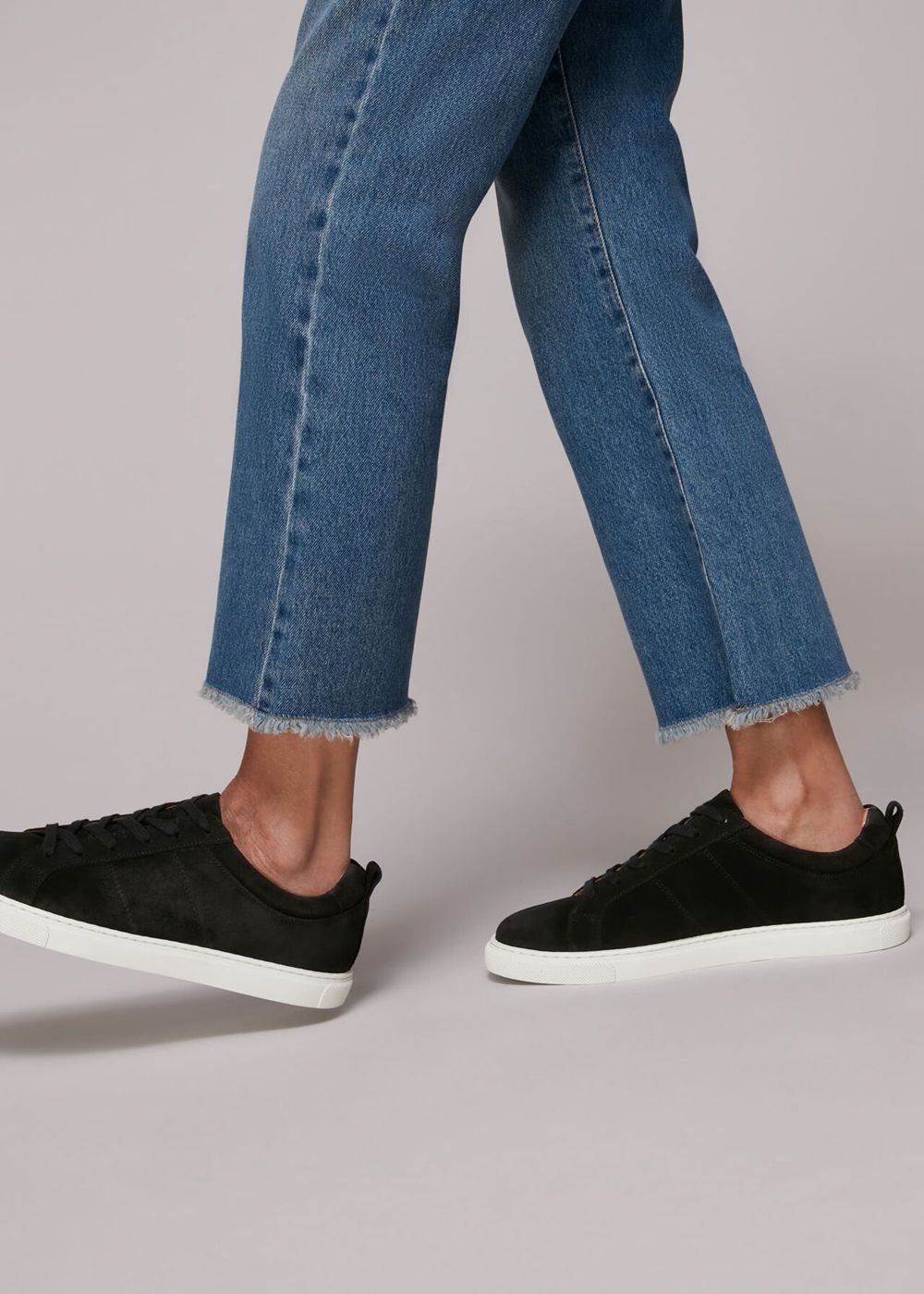 Whistles Koki Suede Lace Up Sneakers Black | US-51628BDAF