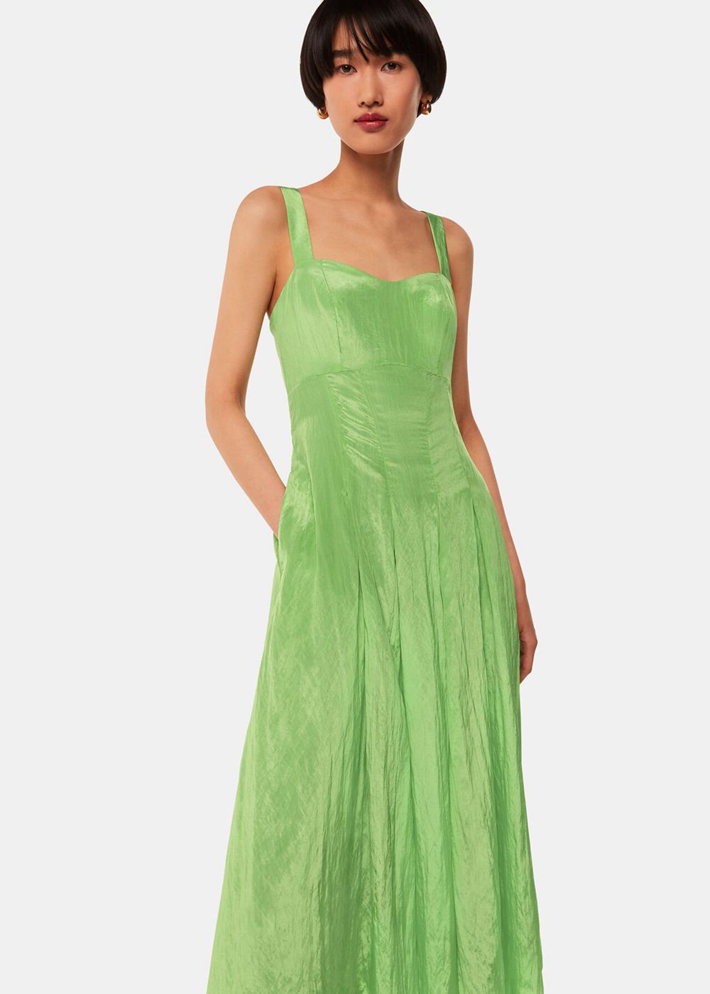 Whistles Kori Midi Dress Green | US-74685VZXP