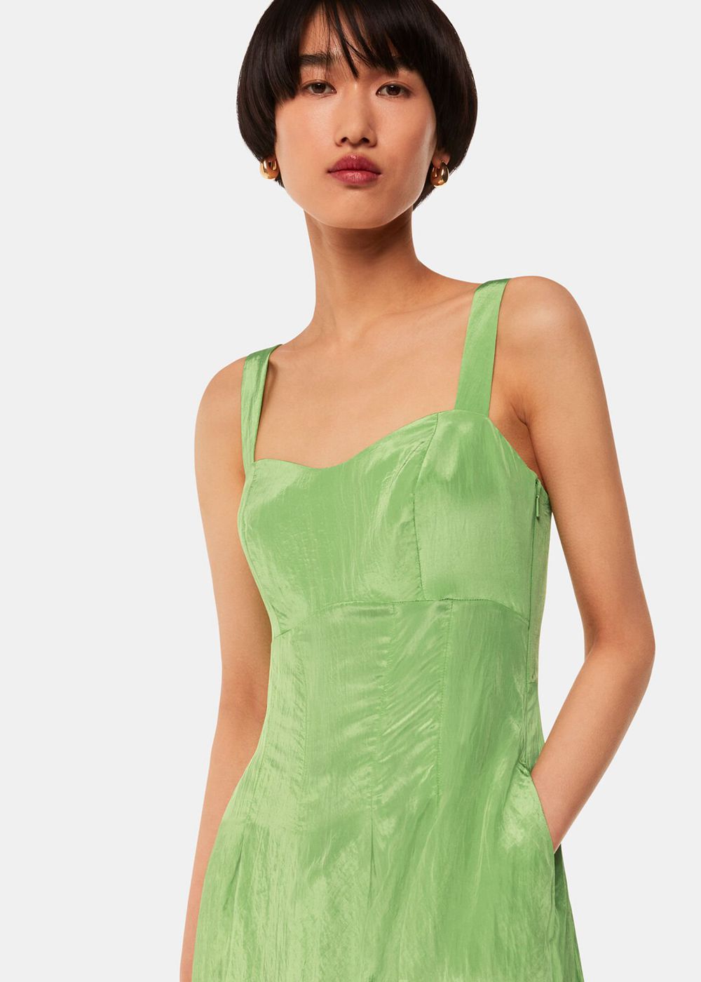 Whistles Kori Midi Dress Green | US-74685VZXP