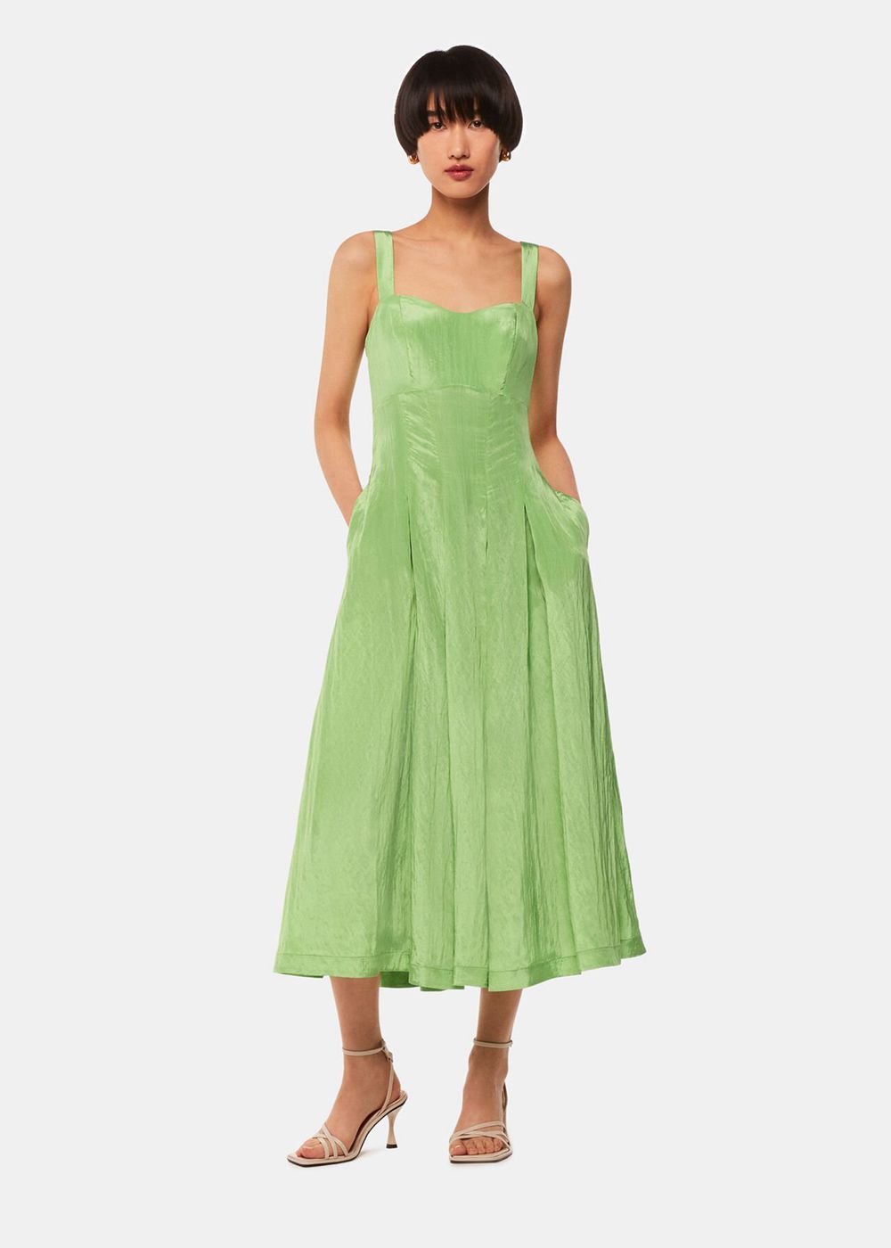 Whistles Kori Midi Dress Green | US-74685VZXP