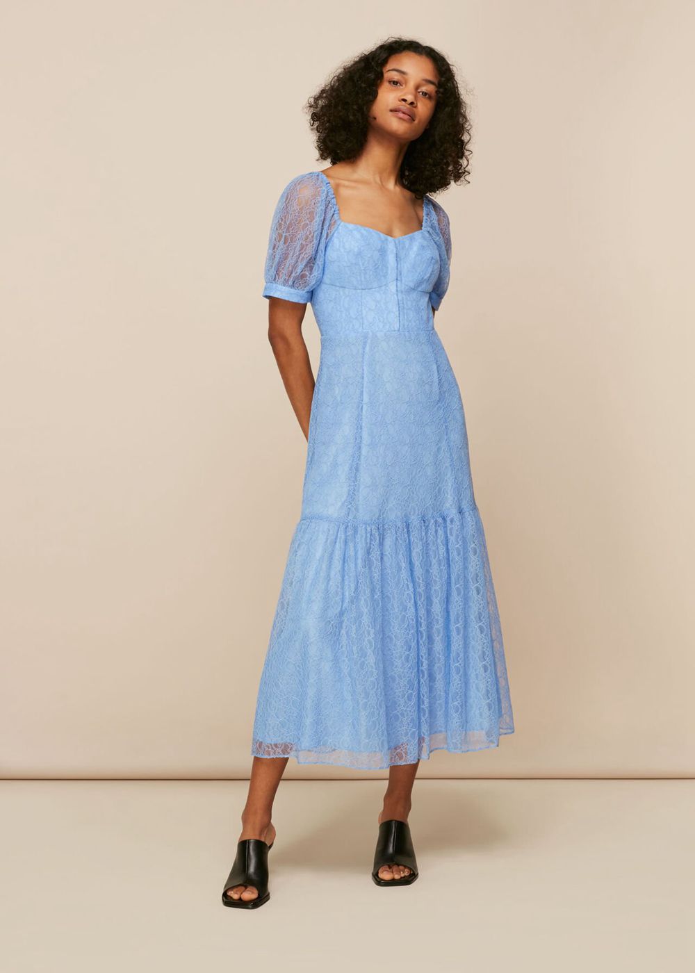 Whistles Lace Corset Dress Blue | US-51972GBJA