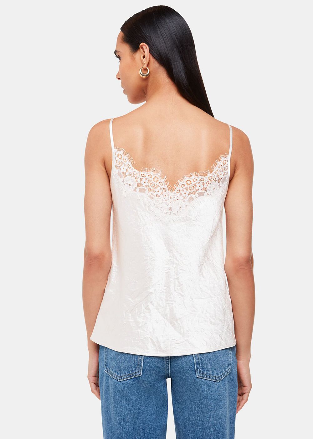 Whistles Lace Trim Cami Top Neutral | US-01248WXGD