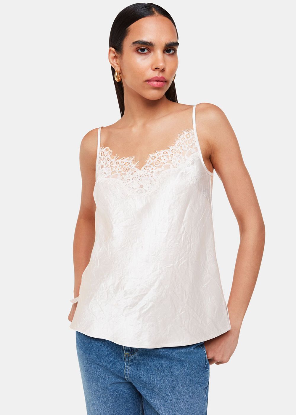 Whistles Lace Trim Cami Top Neutral | US-01248WXGD