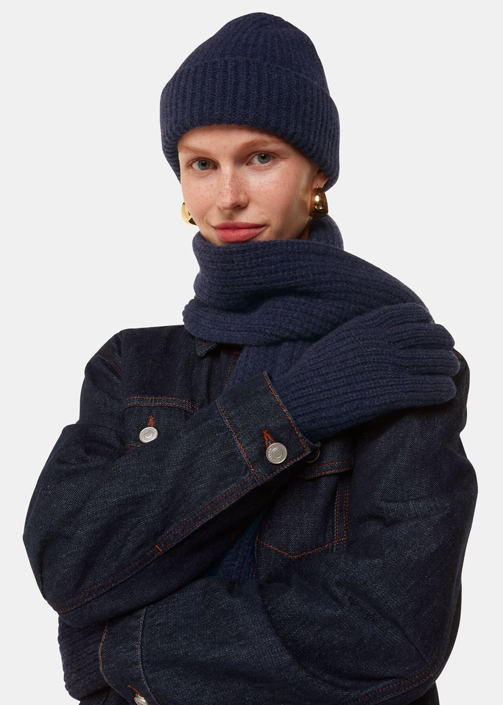 Whistles Lambswool Scarf Navy | US-34295WQCD