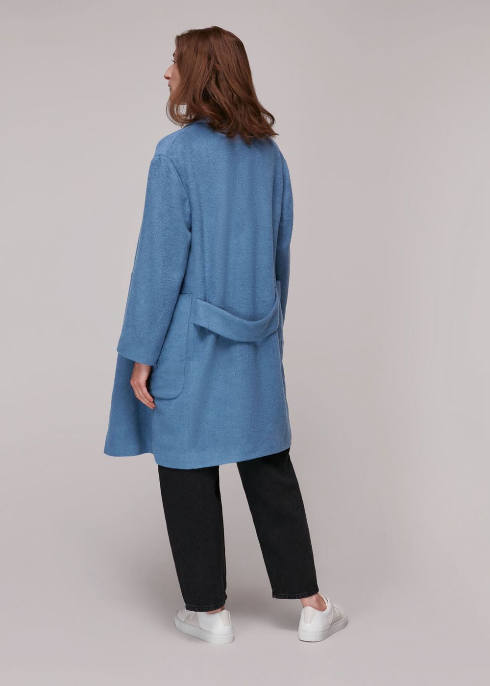 Whistles Lana Drawn Cocoon Coat Blue | US-03276EAXG